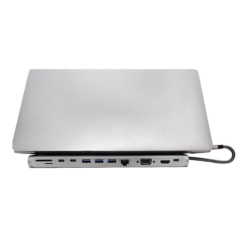 Nueva estación de acoplamiento 12 en 1 HUB USB C 4K HDMI VGA 100W PD 2 USB3.0 SD/TF tipo-c con para otro ordenador portátil USBC