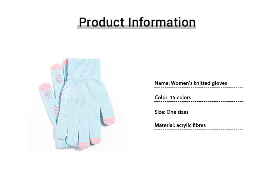 Gloves Kniteed Winter Gloves Screen Touch Gloves Women's Hand Wear Strong Friction Hand Warmers Thick Winter Glove
