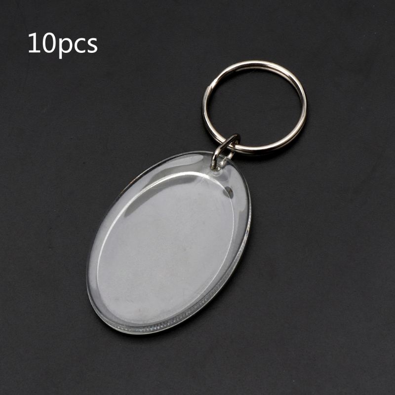 10Pcs Picture Blank Keyrings Transparent Acrylic Key Chains Insert Your Photo Picture Frame Keyring DIY Split Ring