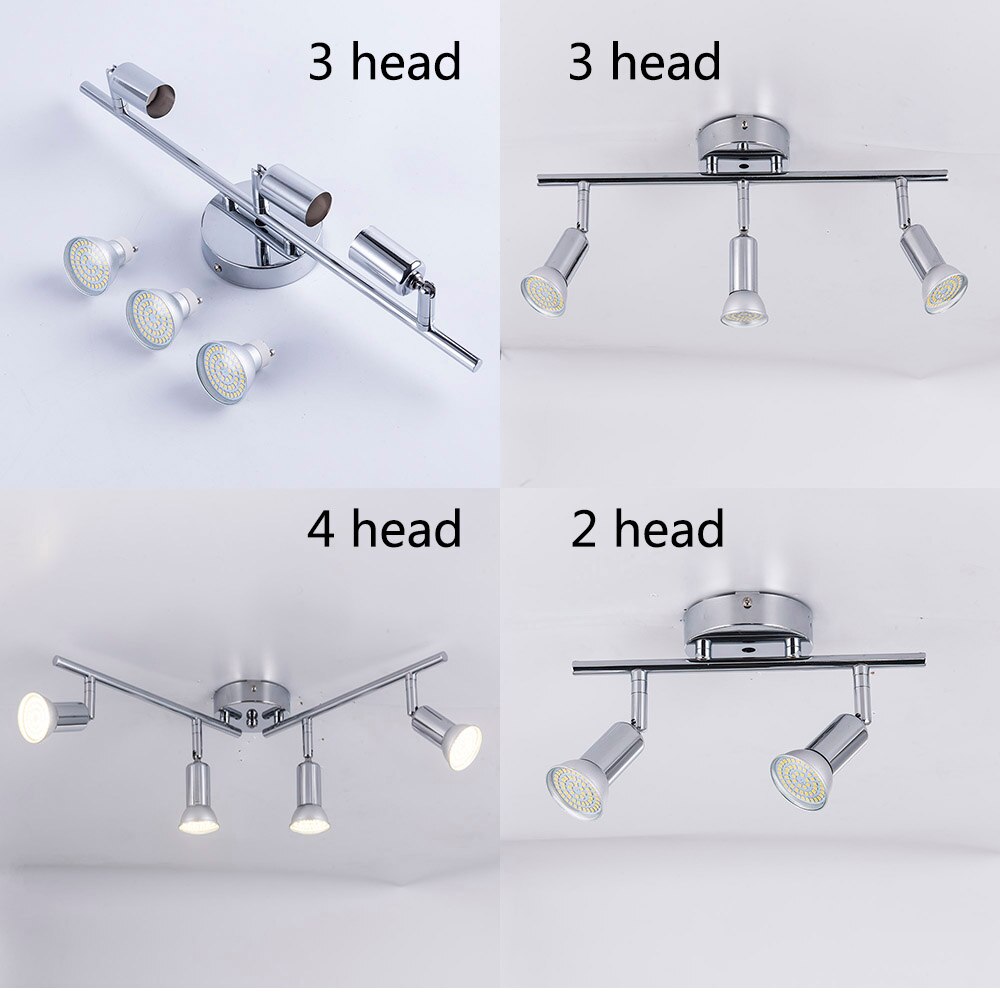 Een hoofd twee hoofd plafondlamp 3 hoofd 4 heads led Draaibaar led plafondlamp hoek verstelbaar met GU10 led lamp Woonkamer