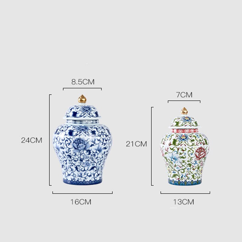 Ceramic General Jar Ceramic Tea Caddy Kitchen Storage Airtight Jar Tea Set Enamel Porcelain Chinese Handicraft Ornaments