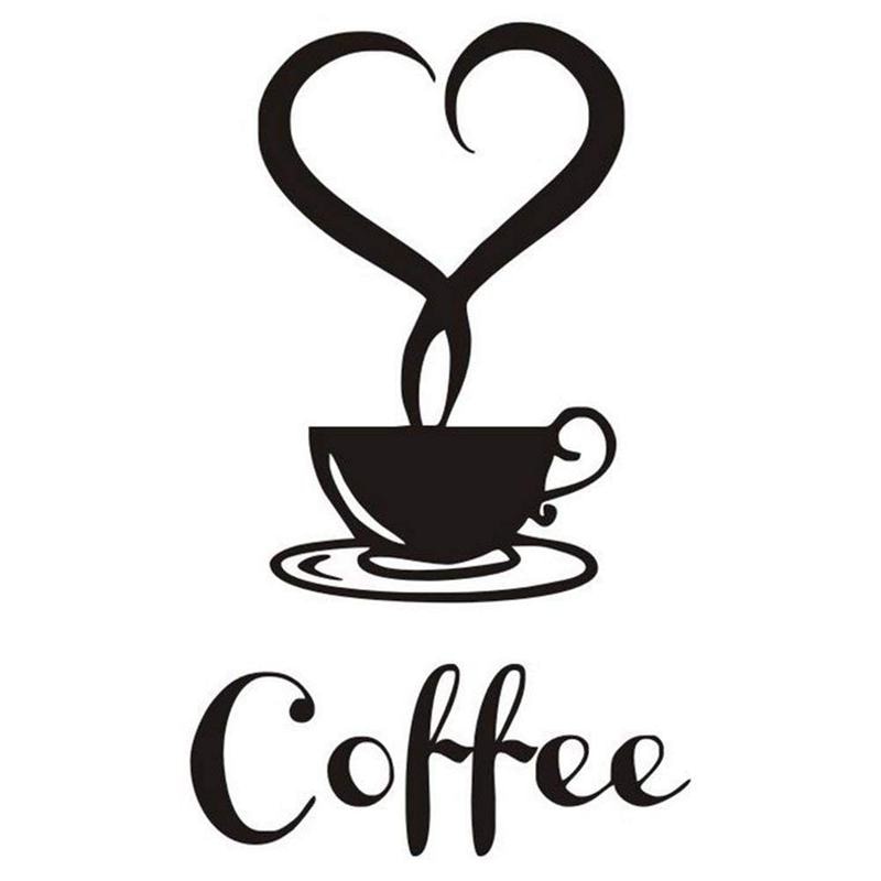 1 x Cafe Cup Stickers / Coffee cup Kitchen Art Wall Stickers for Home Decoration Removable Wall Stickers (B): Default Title
