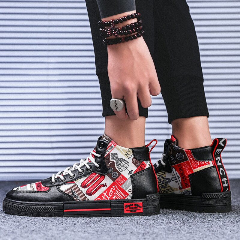 Chaussures de skateboard montantes en toile pour homme, baskets de sport, d'extérieur, respirantes, à lacets, pour la marche