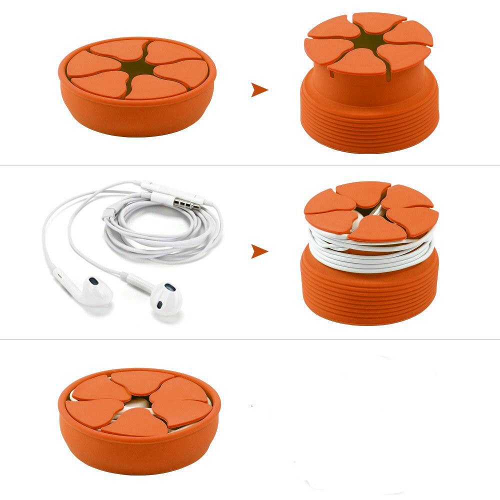 Round Silicone Office Desk Organizer Desk Stationary Storage Box Earphone Protector USB Cable HolderCable Winder Accessorie