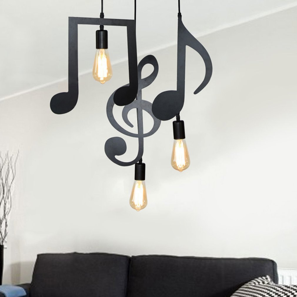 Nordic Wrought Iron Musical Notes Chandelier Modern Bedroom Living Room Decoration Small Chandelier