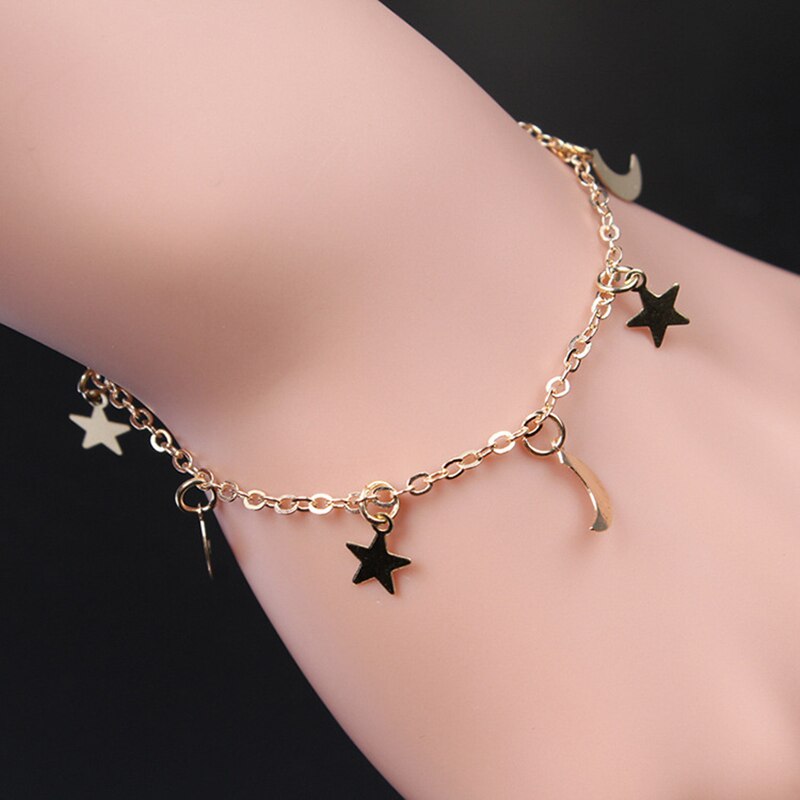 V-325 Gold Color Moon Star Charms bracelet for Women Accessories Bracelets