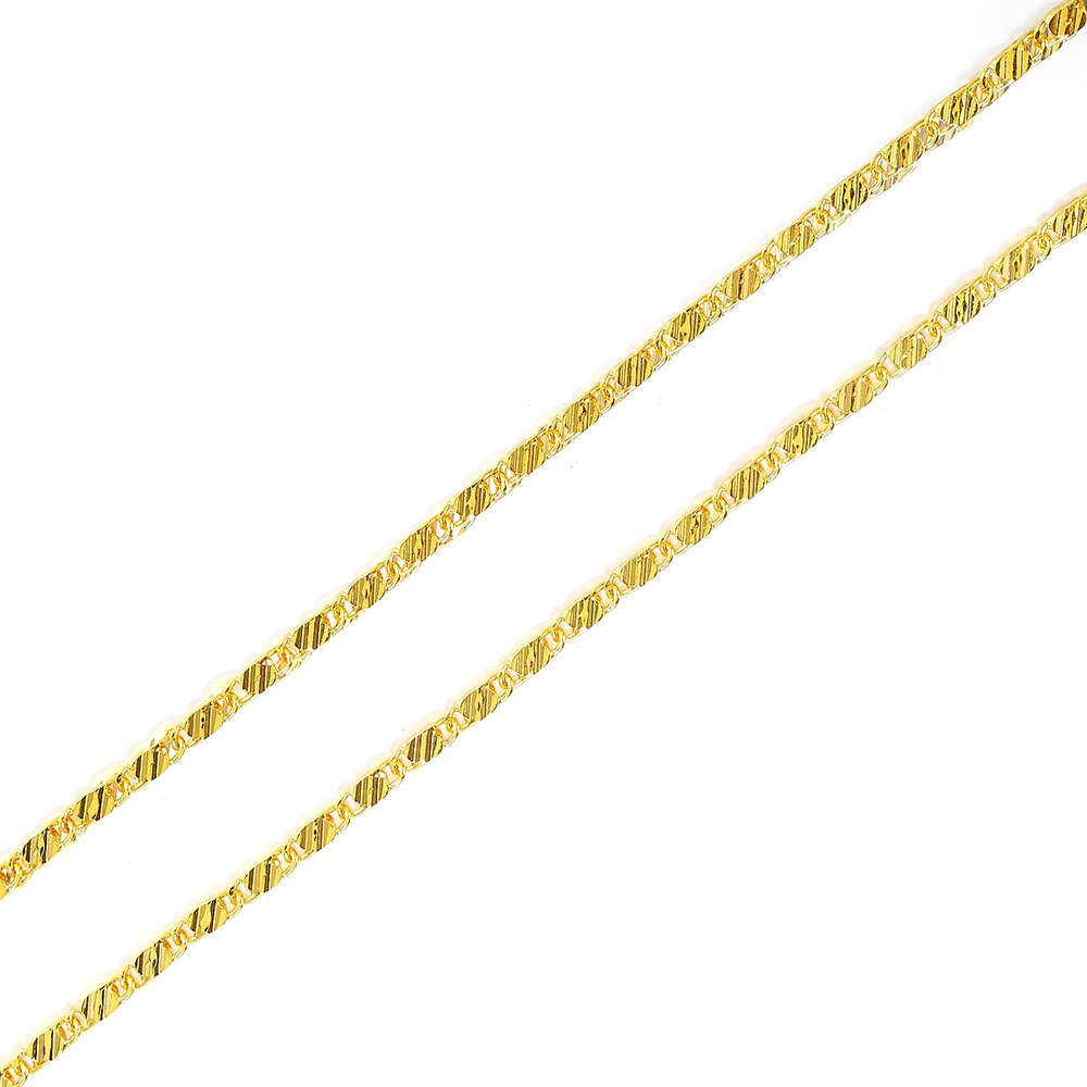 AGLOVER 925 Sterling Silver 16/18/20/22/24/26/28/30 Inch Gold Long Chain Necklace For Woman And Man Charm Jewelry: 60cm