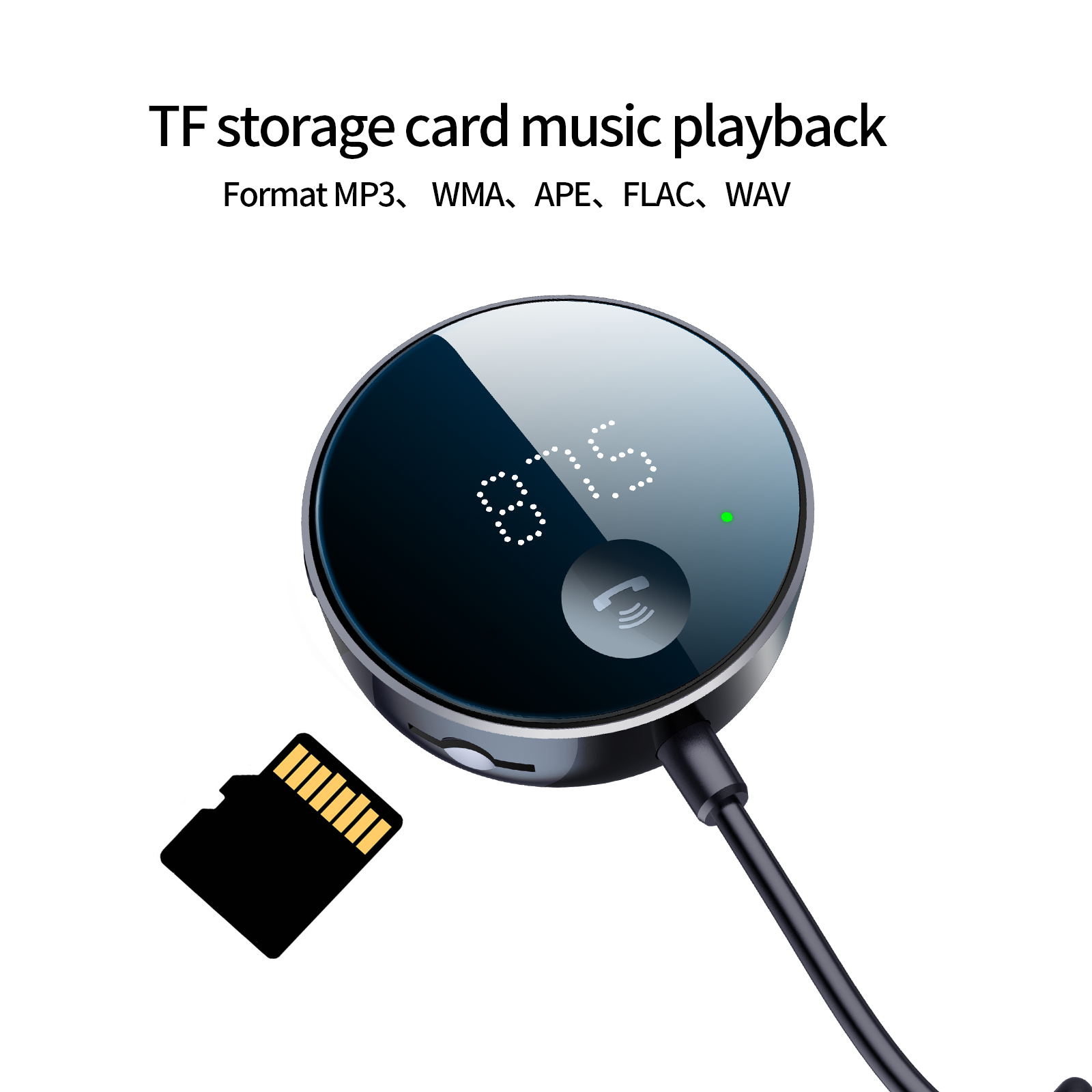 Bluetooth 5.2 FM-Transmitter für Auto, Auto-Adapter mit Bass, Stereo-HiFi-Sound-Receiver, unterstützt Freisprechanrufe, Aux Out TF-Karte