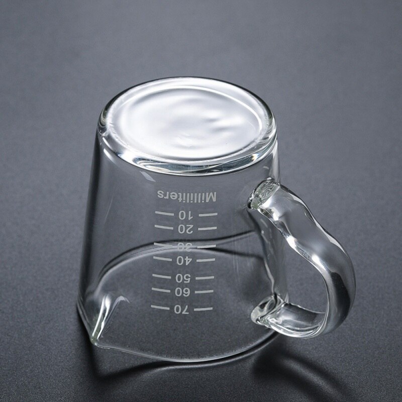 1Pcs Hittebestendig Glas Maatbeker Jigger Voor Espresso Koffie Dubbele-Mouthed Ounce Cup 70 Ml Kleine melk Cup Met Schaal