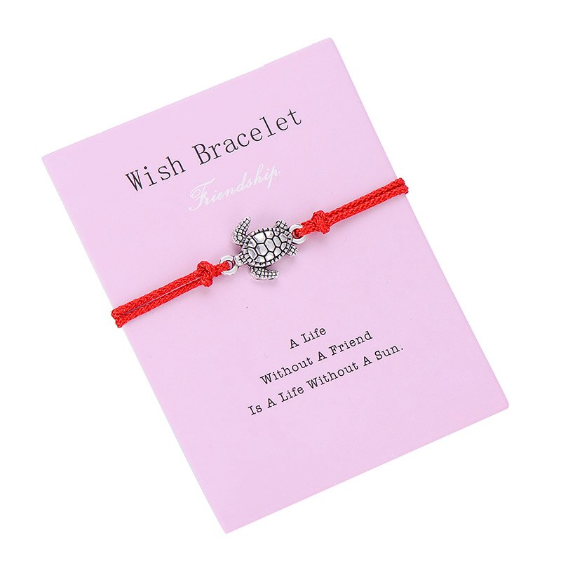 IYOE Friendship Sea Turtle Card Wish Charm Bracelet For Women Men Kids Vintage Animal Lucky Red String Bracelets Friends Lover: 6