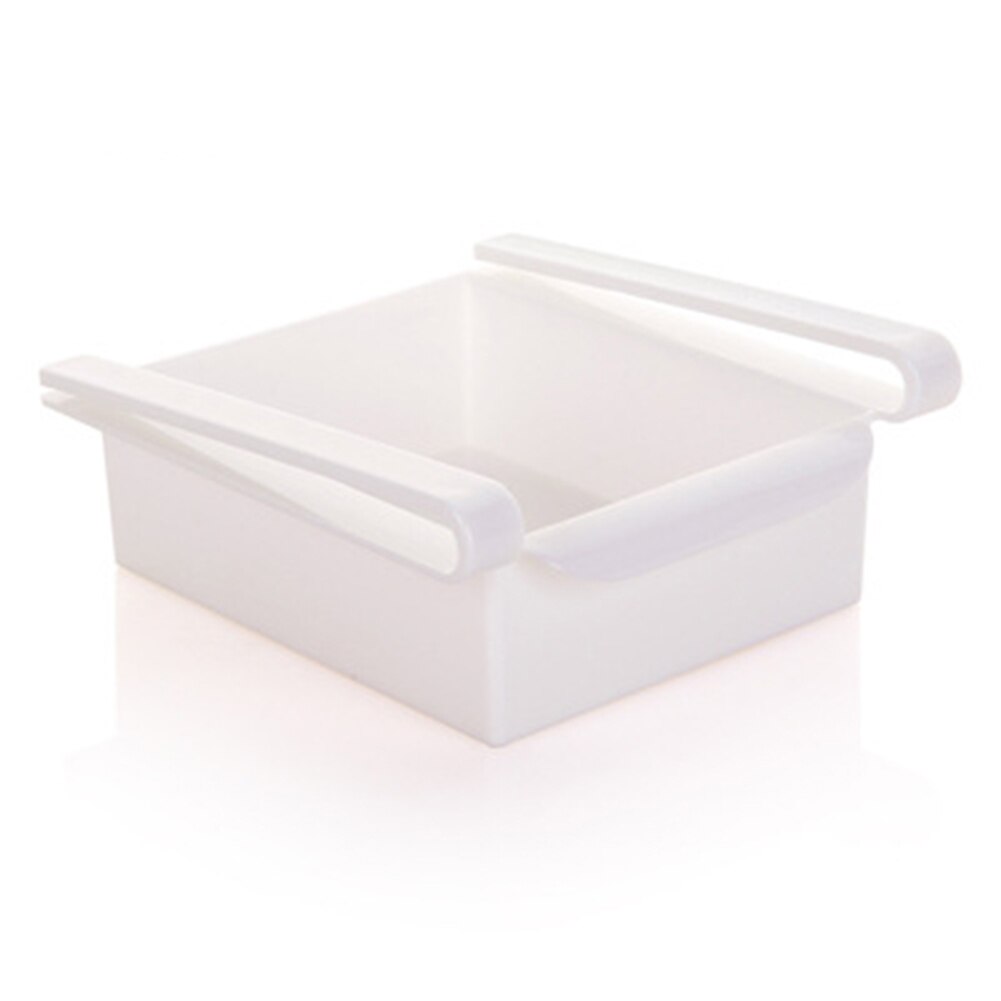 Køkken køleskab fryser skydeskuffe type pladsbesparende opbevaringsorganiseringsstativ hyldeholder opbevaringsbokse plastbokse: Hvid