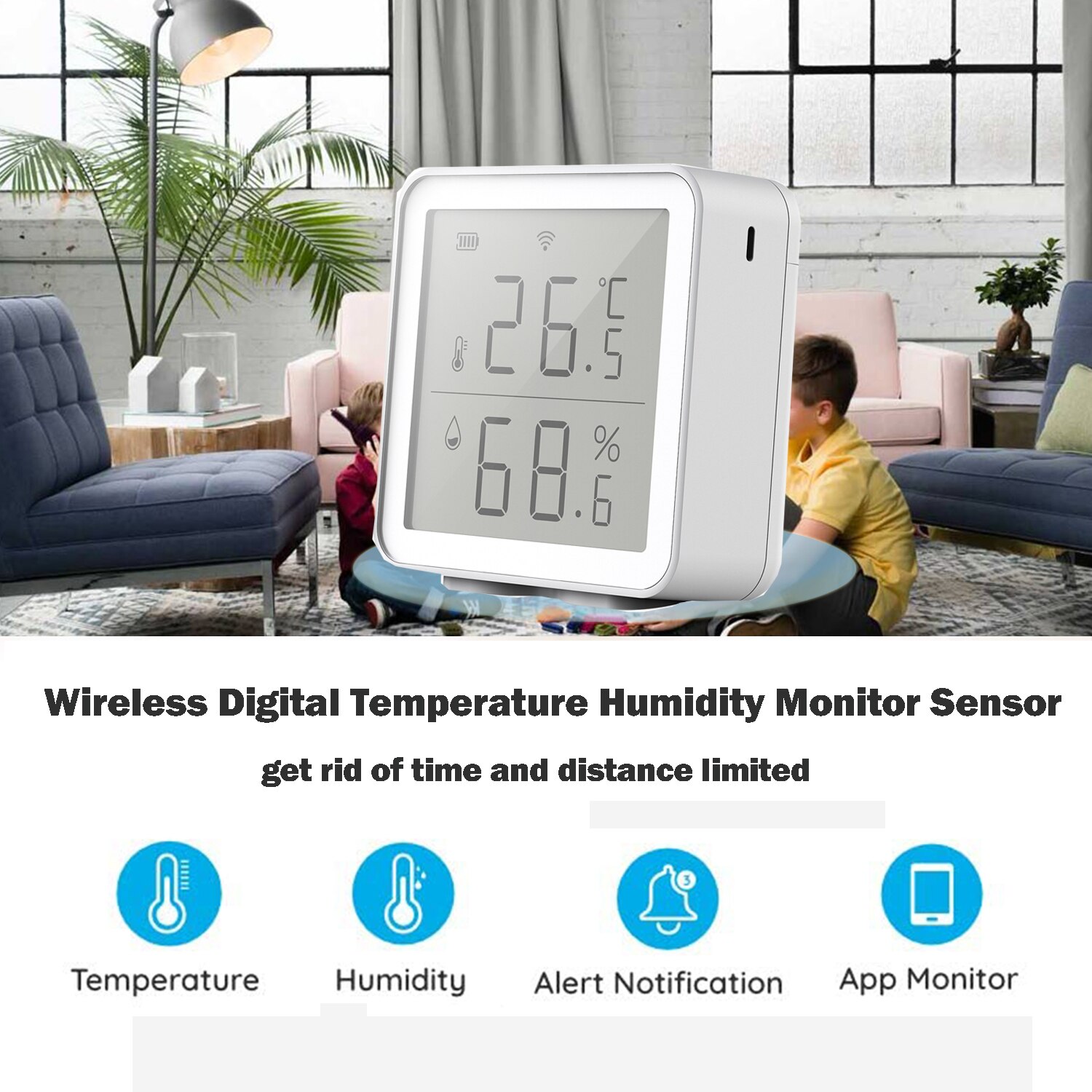 Tuya WIFI Temperature And Humidity Sensor Smart Home Indoor Intelligent Sensor Thermometer Humidity Meter Work With Alexa Google