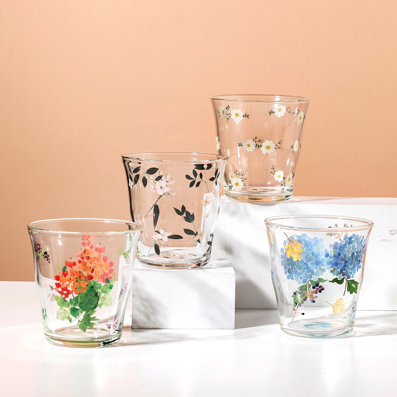 Glaskopper juice kaffekop stort hjem mælkekopper blomst gennemsigtig indretning taza de cafe vandglas drikker  ac50gc