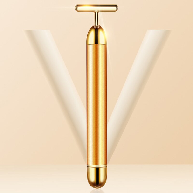 24k golden pulse energy gezichtsmassager beauty bar t-vormige elektrische gezichtsmassager voor strakke versteviging en lift, dagelijkse huidverzorging  wh998