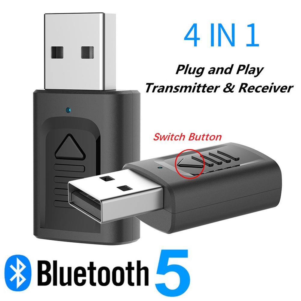 Usb Bluetooth 5.0 Adapter 4 In 1 3.5Mm Aux Bt Audio Ontvanger Zender Draadloze Dongle Voor Auto Tv Luidspreker bluetooth Adapter