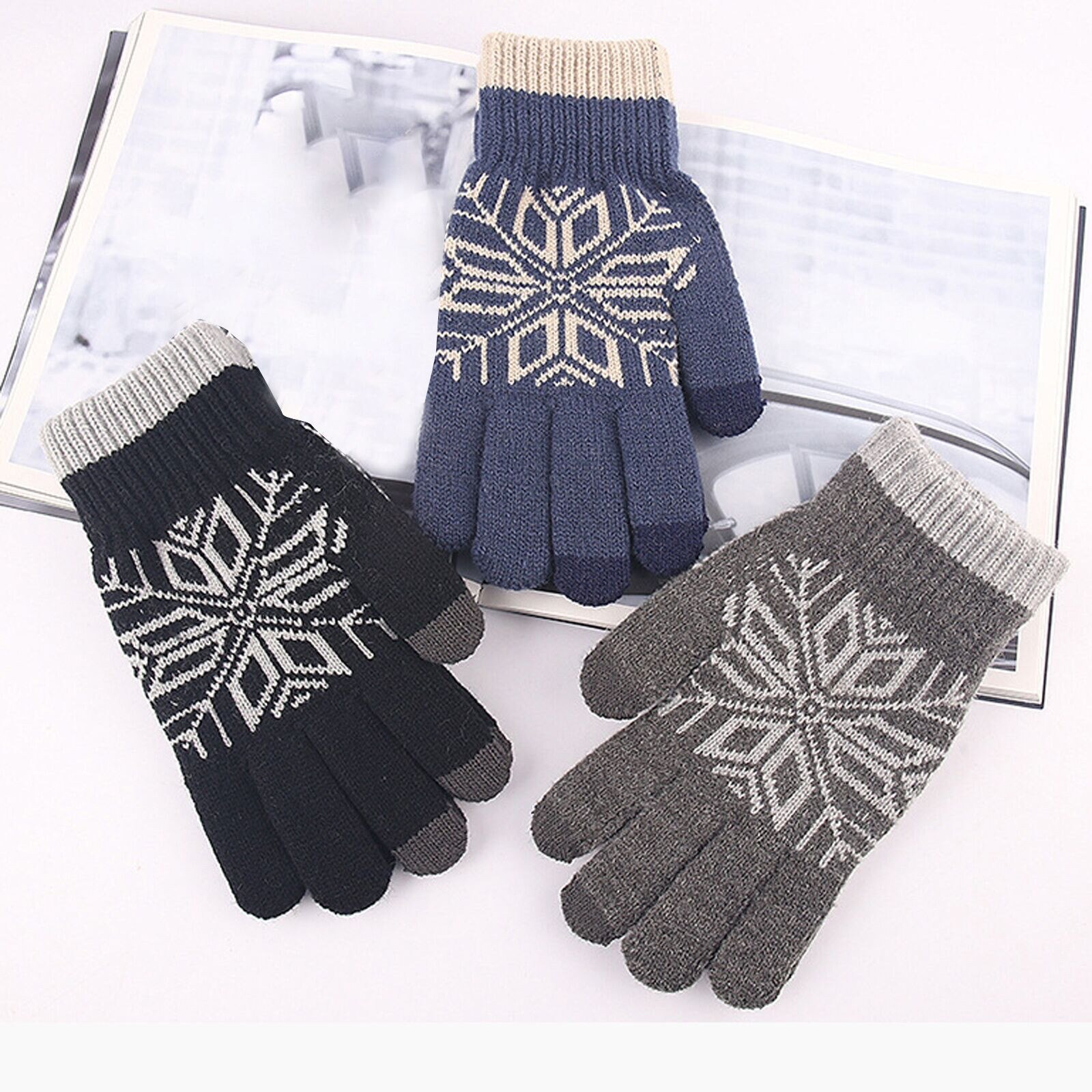 Unisex Female Winter Warm Knitted Full Finger Gloves Men Woolen Touch Screen Mittens Women Thick Warm Cycling Driving Gloves