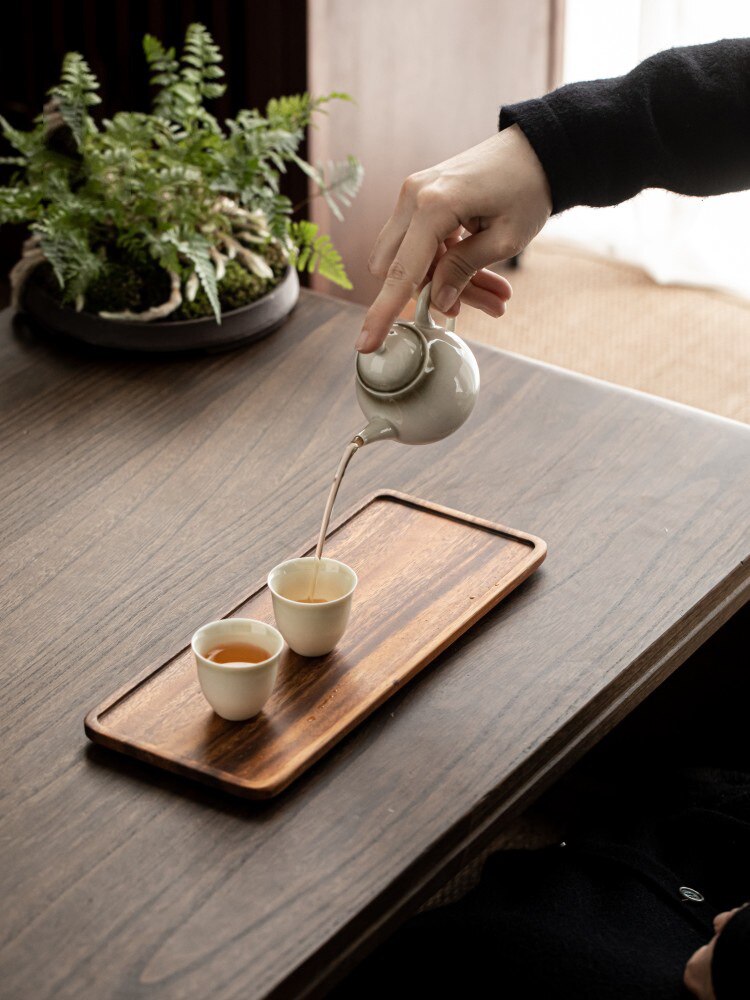 Natural texture Rectangle Wooden Tea Tray Serving ... – Vicedeal