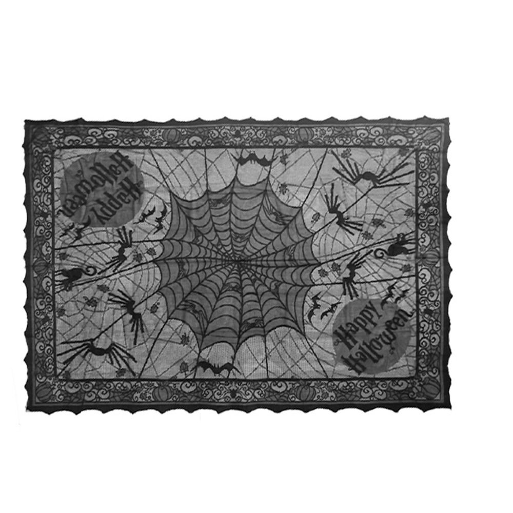 Græskar hjemsøgte huse halloween blonde dug spøgelse kranium flagermus sort edderkoppespind dug: Fluorescensgul