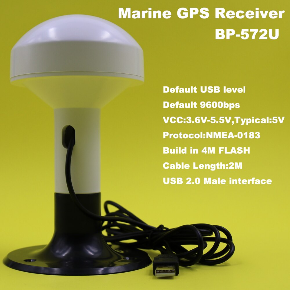 Marine GPS Ontvanger, Boot GPS, 9600bps, NMEA 0183 USB 2.0 Connector met Plastic basis, BP-572U
