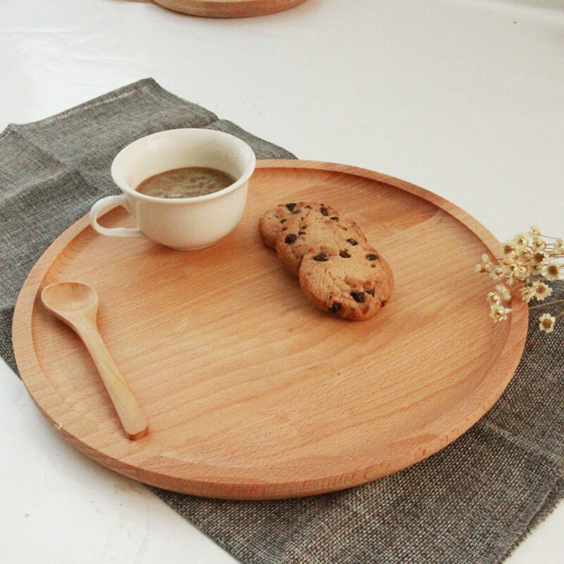 1 Pcs Japanse Hout Ronde Plaat Natuurlijke Houten Cake Brood Gerechten Dessert Dienblad Hout Sushi Plaat Servies Servies