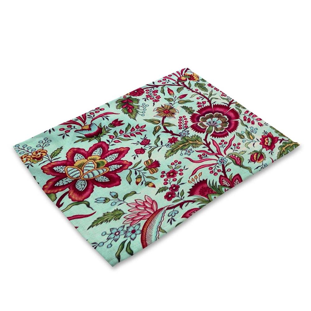 Tafelmat met bloemenpatroon, mandala-bloem, servet voor bruiloft, keukendecoratie, placemat, eetkameraccessoires: Mp00371