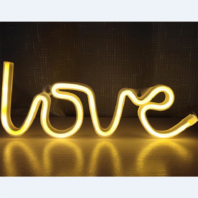 letrero de neón con luz LED USB/alimentado por batería lámpara de neón para colgar en la pared Día de San Valentín decoración del hogar lámpara de noche de Navidad: Warm Love