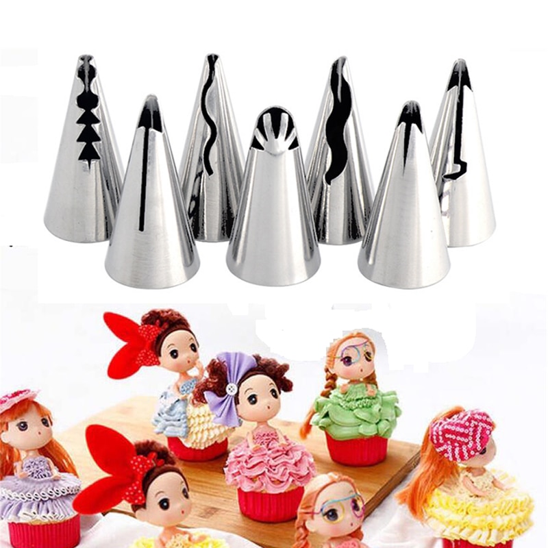 7 Stks/set Bruiloft Russische Nozzles Pastry Bladerdeeg Rok Icing Piping Nozzles Pastry Decorating Tips Cake Cupcake Decorateur Gereedschap Lot