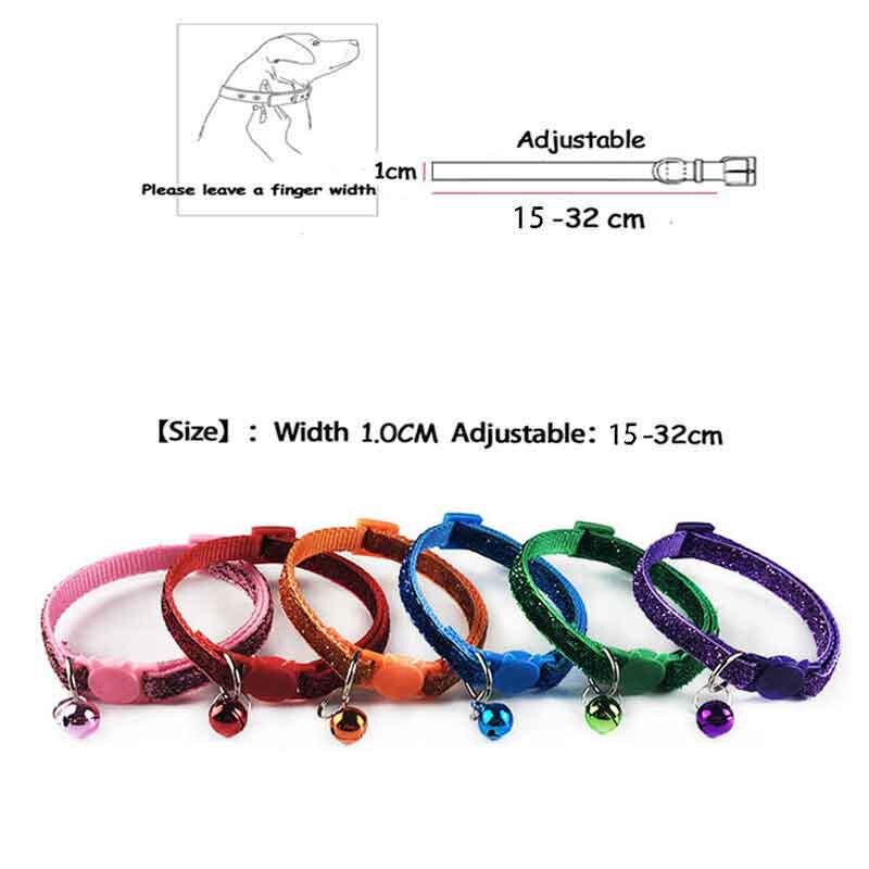 Glitter Quickly Release Yorkie Dog Collar For Small Dogs Pet Collar Cute Adjustable Nylon Ribbon Collar With Bell Cute Sequin