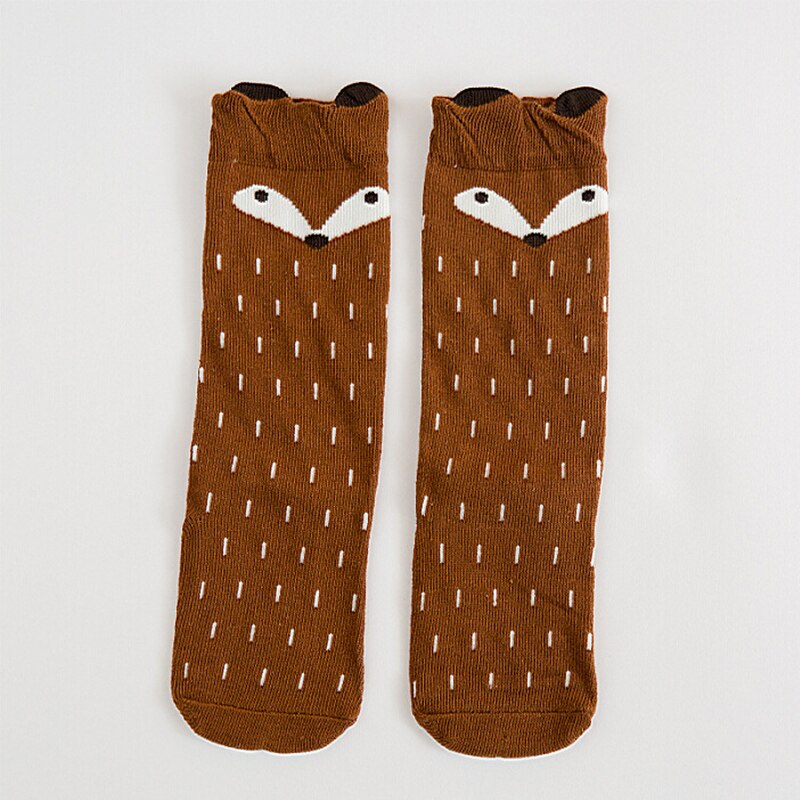 1 Pair Unisex Lovely Cartoon Baby Socks Girls Boys Toddler Knee High Socks Cute Animal Infant Kids Soft Cotton Socks 0-3 Y: Coffee / 9M