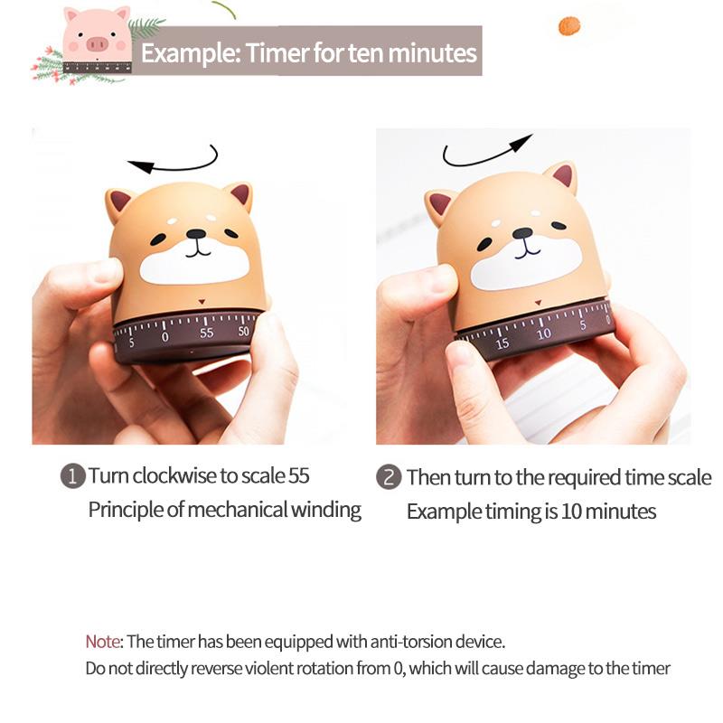 Kitchen Timer Animal Shape Adorable Cooking Shower Study Stopwatch Alarm Clock Plastic Compact Timer Cooking Countdown Timer