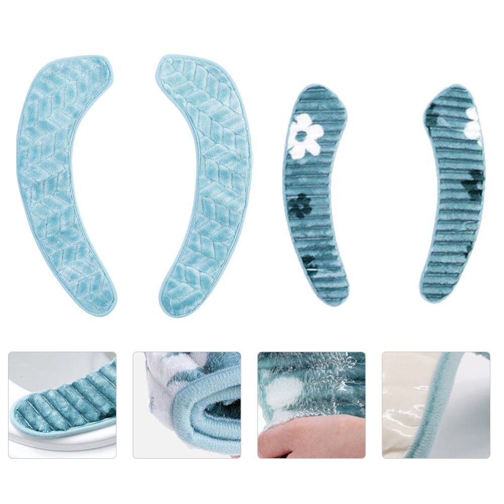 2 Pairs Zachte Toiletbril Pad Wc Ringen Glad Wc Cover (Blauw Maat S + L): Default Title