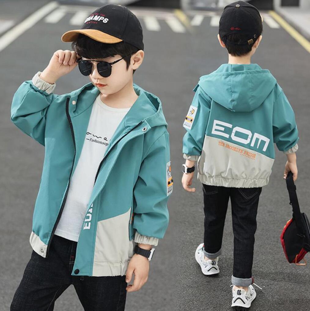 Hoodend Boys Coat Spring Autumn Children Outwear Tops Teenagers Clothes Matching Jackets Boy Kids 3-12Years Old