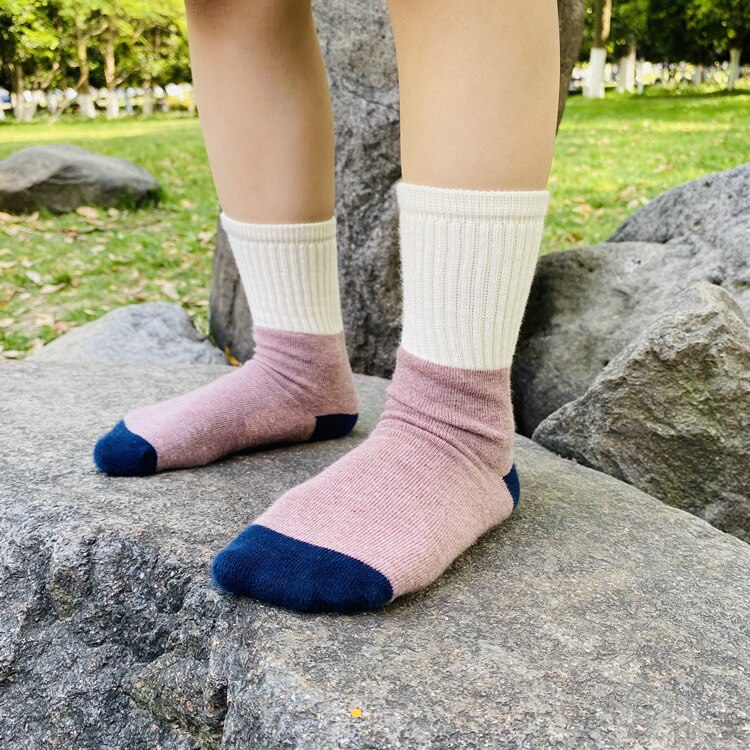 3 paar hoge kindersokken herfst en winter, babysokken voor jongens, babysokken voor meisjes, sokken over de kuit, patchworkkleurige babysokken