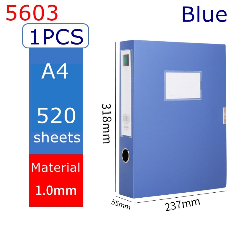 Deli 5603 file box A4 file folder documents storage bag storage box label box: 5603-BLUE