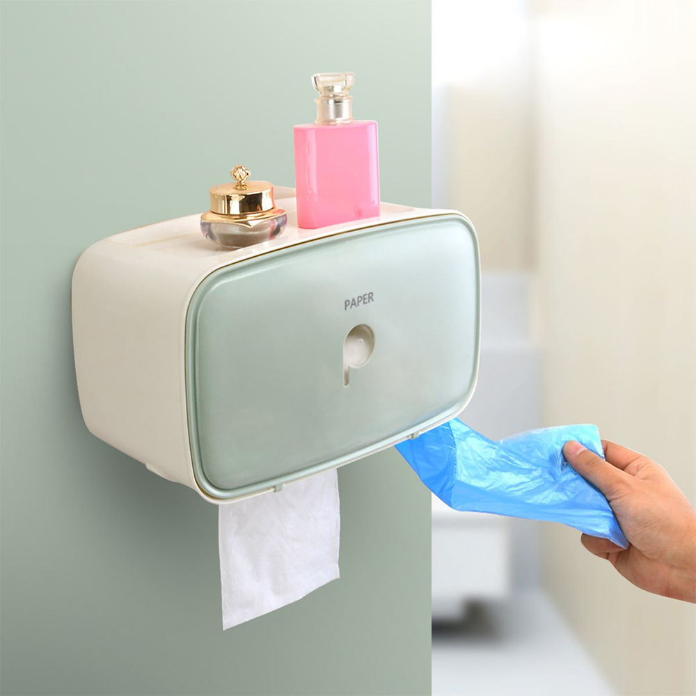 Dispensador de toallas de papel para baño sin perforar montado en la Pared Soporte para toallas de papel dispensador de papel higiénico y dispensador de bolsas de basura
