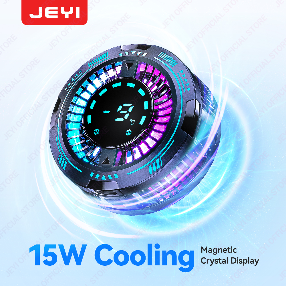 JEYI F29 Snap-on Phone Cooler with RGB Light Display and Temperature Display - Semiconductor Gaming Cooler for Phones and Tablet