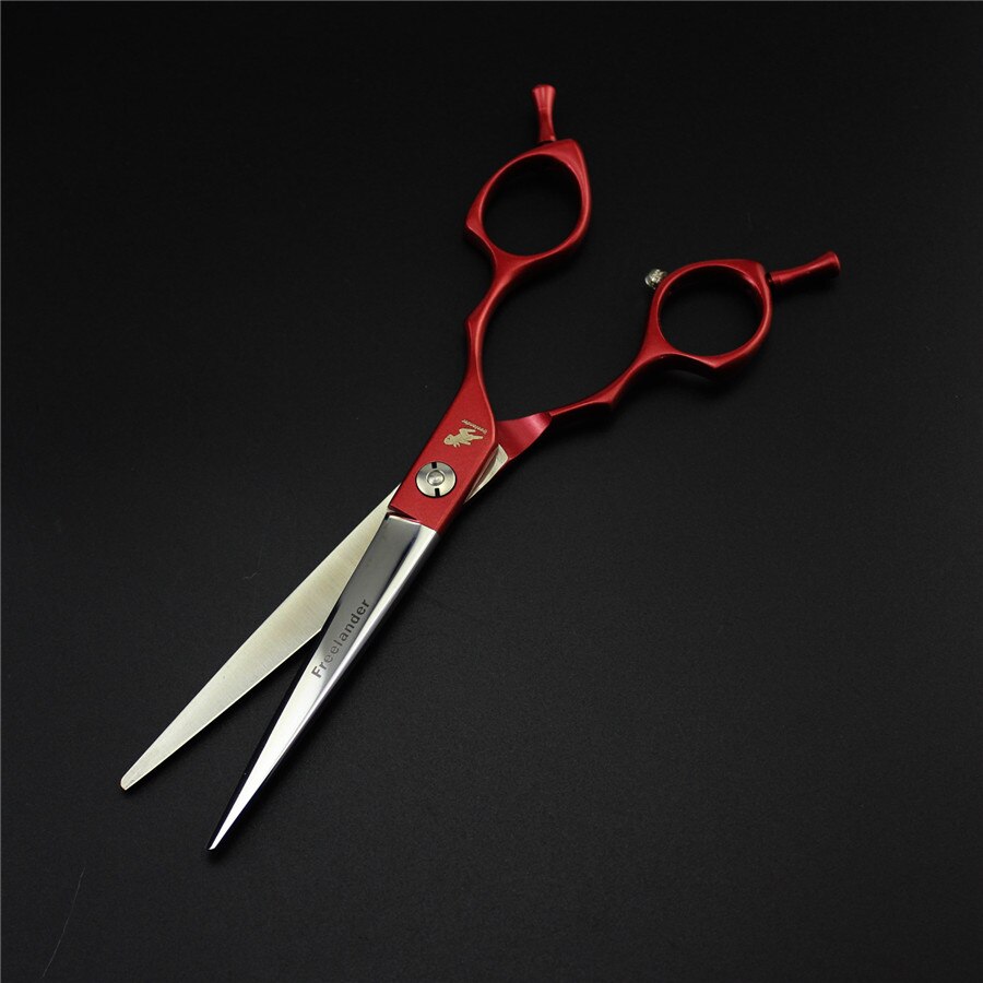 6.5inch Curved Scissor Thinning Shears Dog Scissors Pet Grooming Shear Hairdressing Tool Pet Groomer Accessory: red cutting