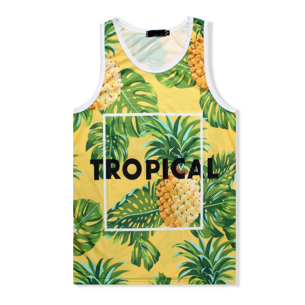 Mens Zomer Tee Shirt Homme Print Tropische Ananas Tank Tops Fitness Bodybuilding Ondershirt Tops Tees