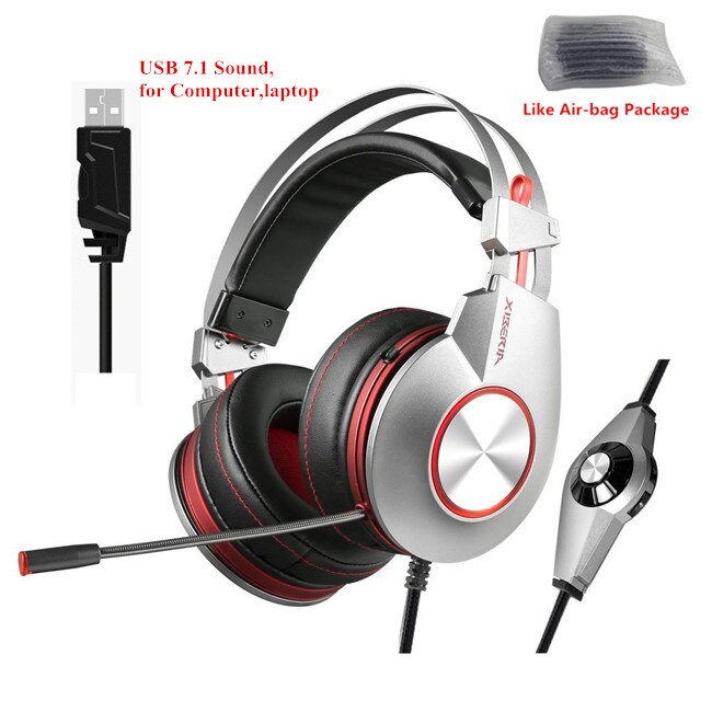 XIBERIA K5 Best Gaming Kopfhörer mit Mikrofon USB 7.1 Sound/3,5mm schwere Bass Spiel Headset für PC Gamer PS4 Xbox one telefon: Usb Plug Silver