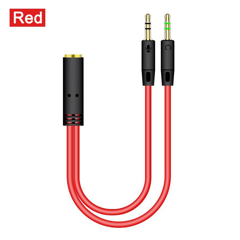 3.5mm Jack Splitter for phone Computer Laptop Adapter Audio Splitter Headphone Adapter Cable Aux Extension Cable Mic Y Splitter: A-Red