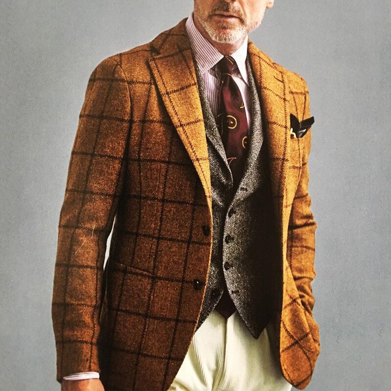 Nuevos trajes de hombre chaquetas de Plaid Casual negocio de la boda Blazer de hombre Slim Fit vestido de abrigo Terno Masculino traje de chaqueta