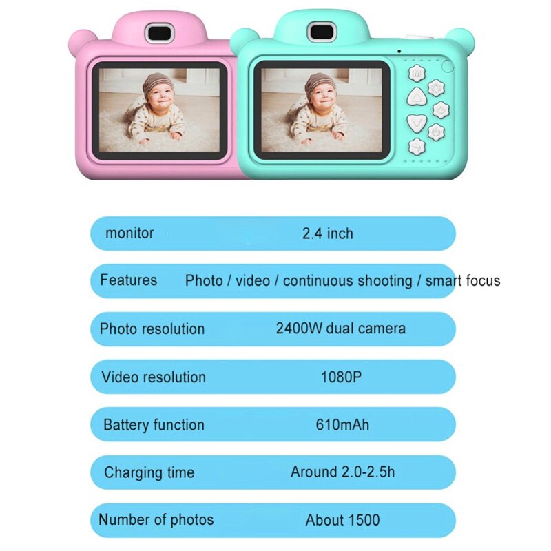 Children Mini Camera Full HD 1080P Portable Digital Video Photo Camera 2 Inch Screen Display Children Kids Game Study Toy Camera