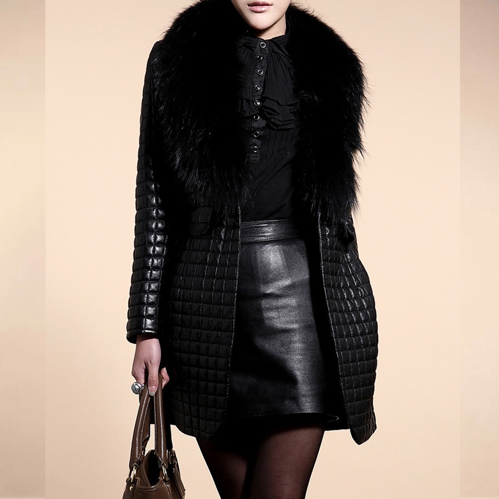 Frauen Oberbekleidung Mäntel Jacken Faux Leder Pelz Langarm Mantel Jacke Oberbekleidung Weibliche Winter Warme Lange Mantel
