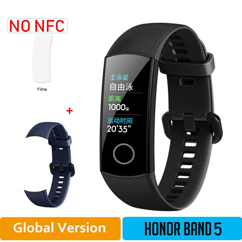 Onore Fascia 5 Nfc Wristband Intelligente di Ossigeno Nel Sangue Multipla Quadranti Attività di Frequenza Cardiaca Fitness Sonno Tracker Passometer Versione Globale