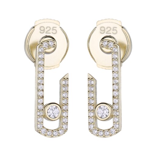 SHADOWHUNTERS oryginalny 925 szterling srebro ruszaj się kolczyki z kamykami wyczyść CZ dla kobiet mała biżuteria ślubna akcesoria robić robienia: złoto