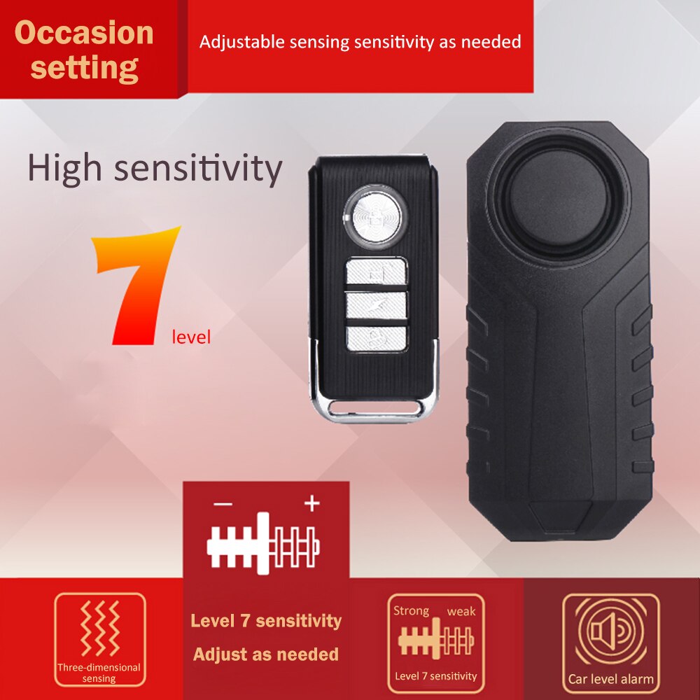 Bike Protecter 113dB Anti-Theft Vibration Motorcycle Bike Security Alarm Waterproof Burglar Alarm Theft Protection