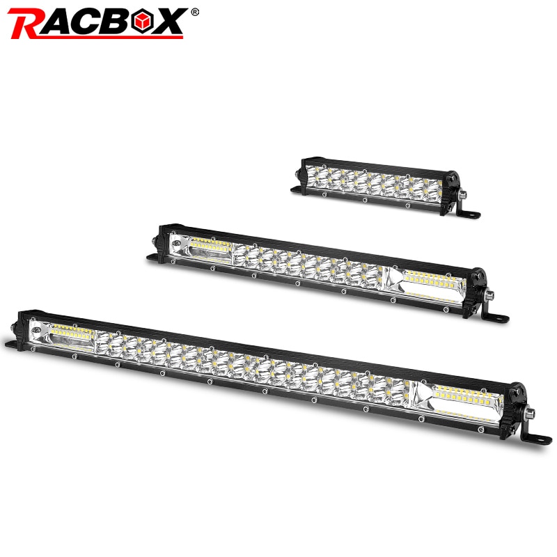Racbox Ultra Slanke Led Licht Bar Dual Rij 7 13 20 Inch Spot Flood Beam Led Verlichting Voor Suv uaz Off Road Atv Offroad 12V 24V