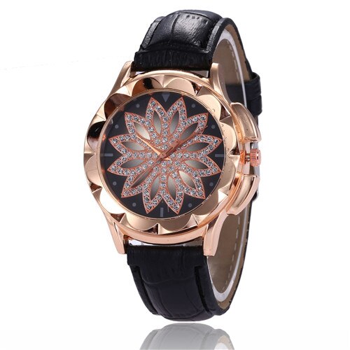 Stor urtavla armband klocka kvinnor kristall kvarts armbandsur dam casual klocka kristall relogio feminino klocka: Svart