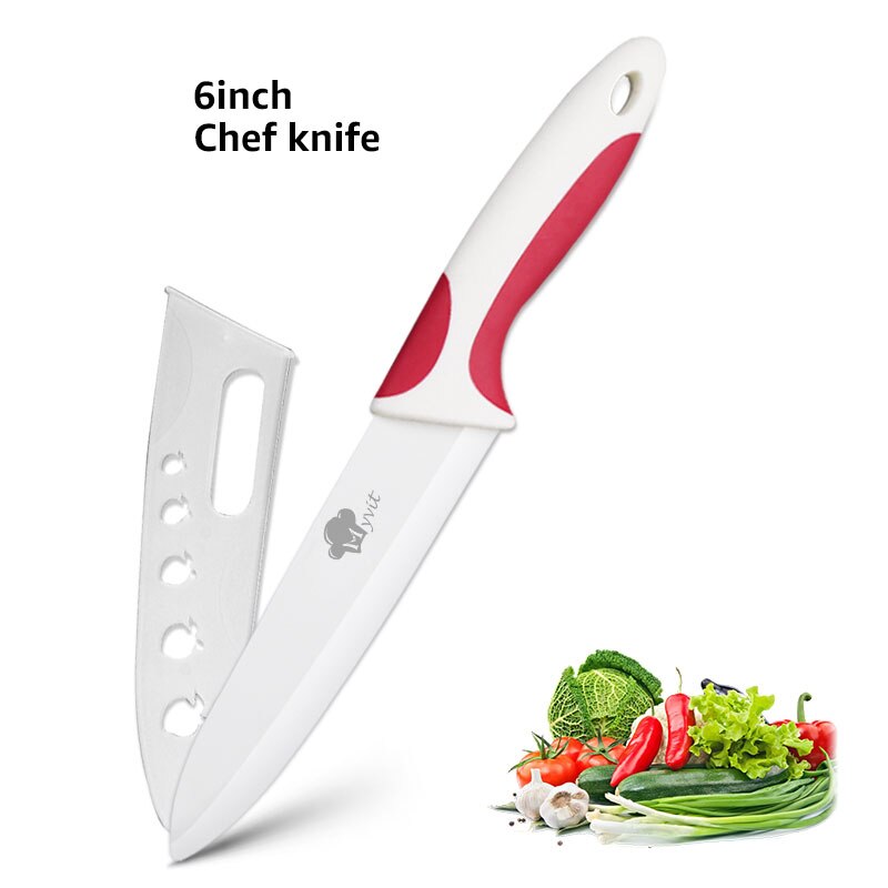 Keramik Messer 6 5 4 3 zoll Chef Fleisch Zoll-dienstprogramm Slicing Schäl Messer Weiß Klinge Bunte Anti-slip Griff küche Kochen Werkzeuge: 6 inch red white