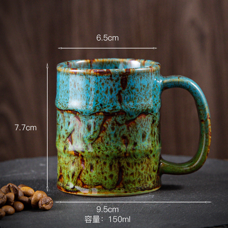 Colored Kiln-changed Coffee Cup 150ml Oil Barrel Shape Mug Office Simple Tea Cup Casual Coffee Shop Drinkware Afternoon Tea Set: Pink